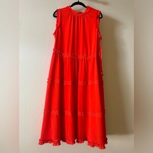 Ted Baker Orange Ruffle midi dress (TB size 4/US 10/UK 14)